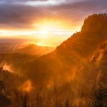 mountains and tree range during golden hour